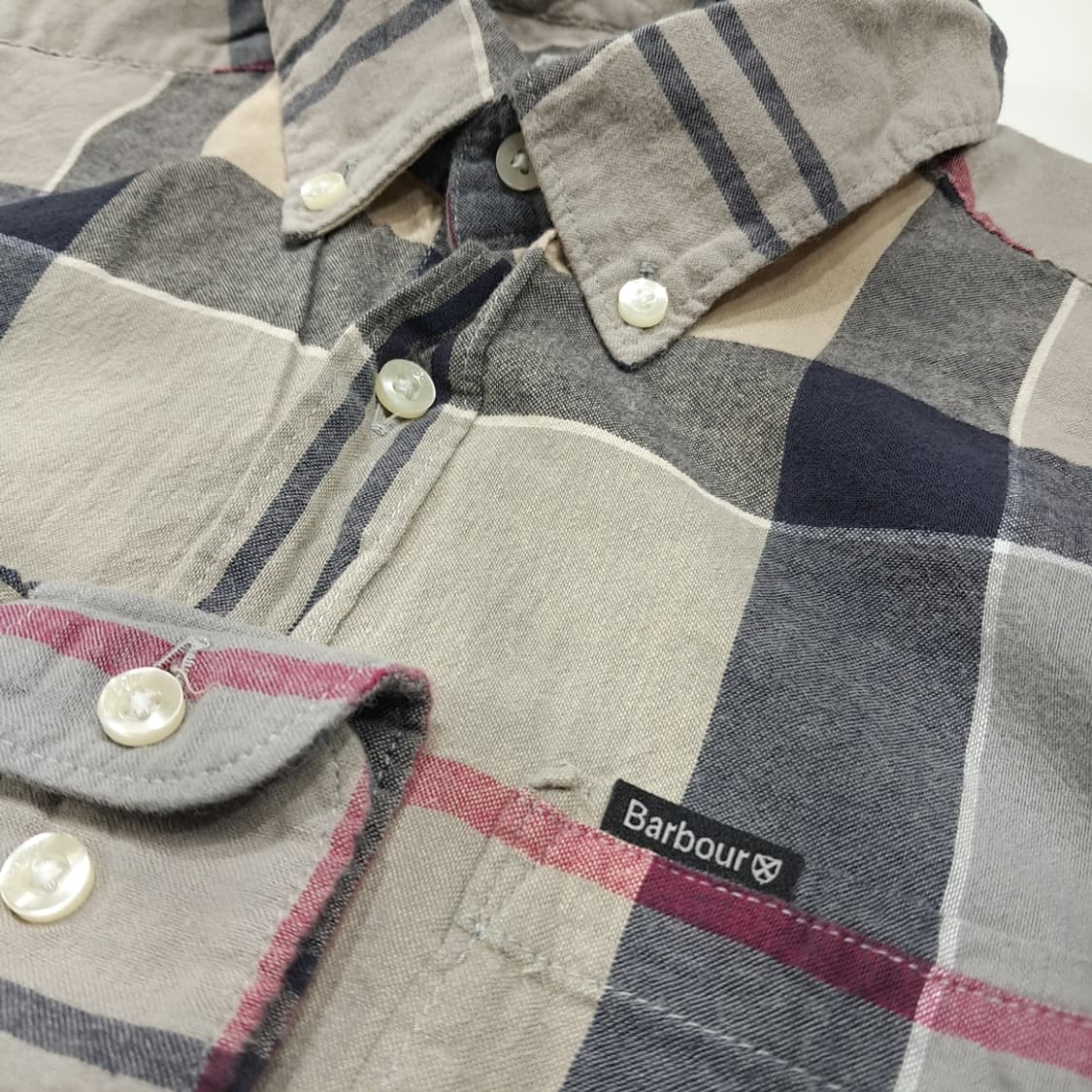 CL298 M 바버 버튼다운 타탄 베이지 셔츠 남방 상품이미지4