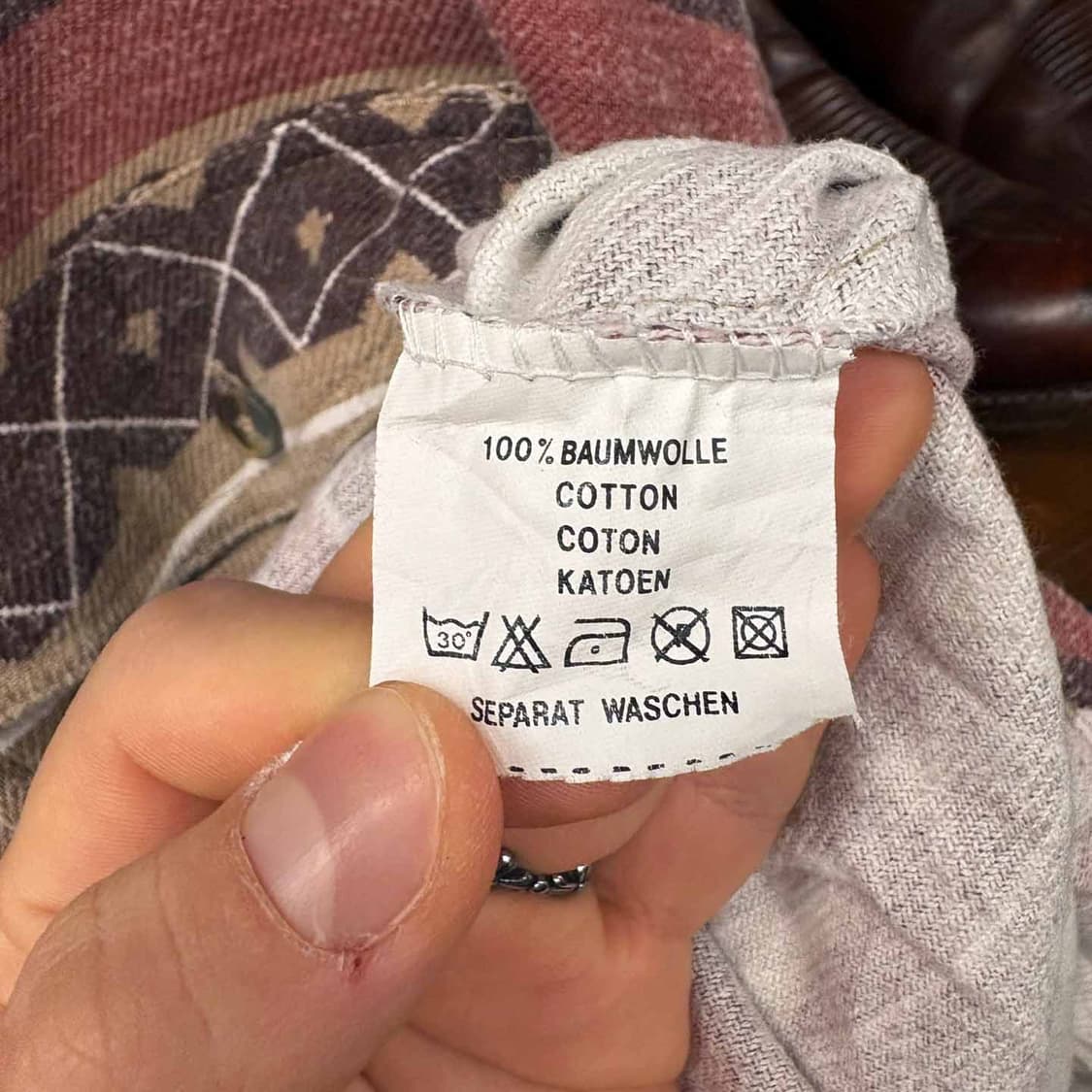 빈티지 아즈텍 패턴 헤비 울 웨스턴 포켓 셔츠 N496 상품이미지8