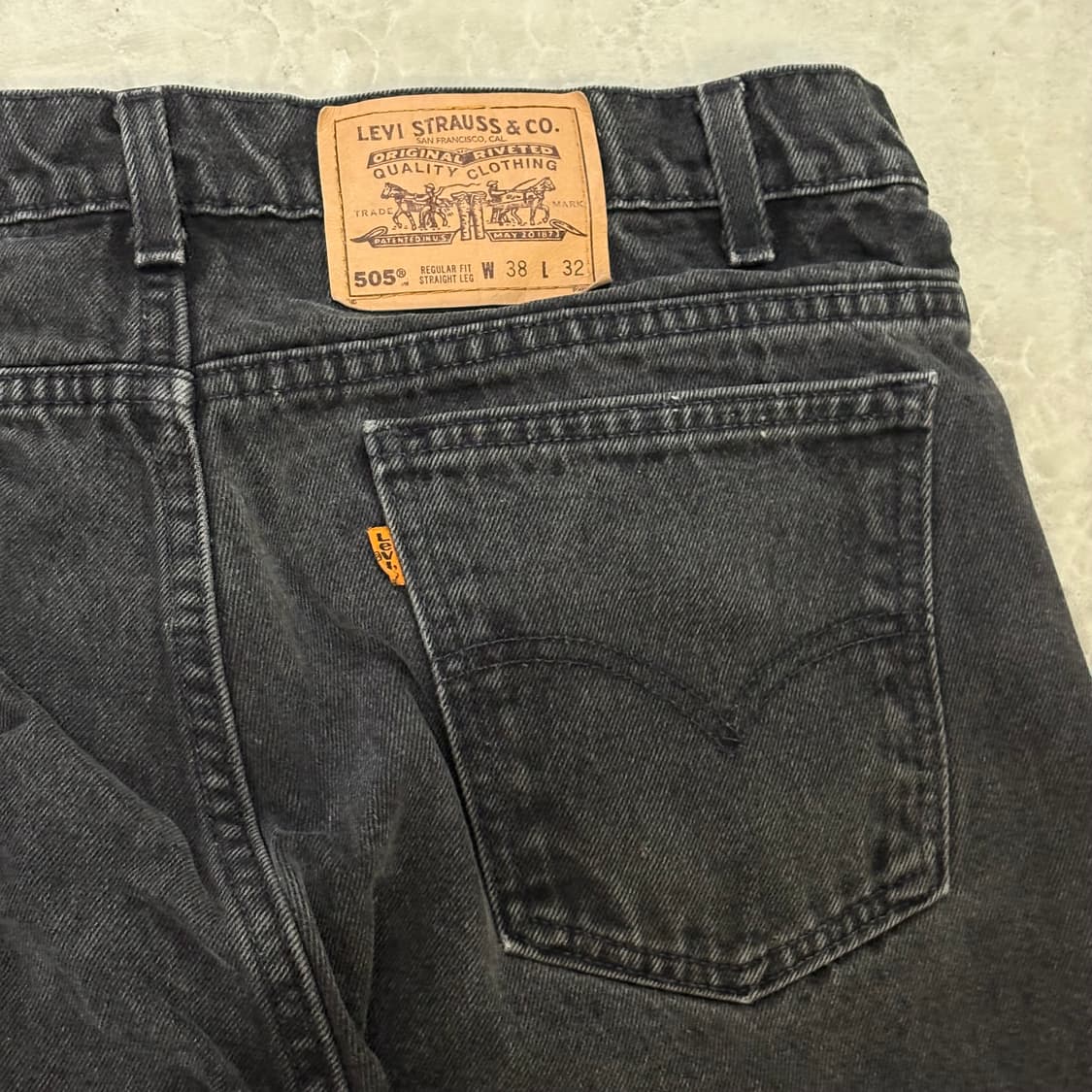 [38/32] USA 🇺🇸 리바이스 505 오렌지 탭 흑청 블랙 상품이미지7