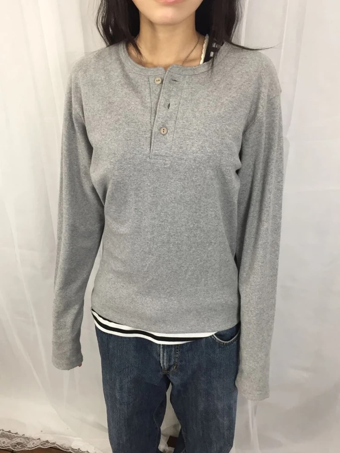 AVIREX USA Gray Henley Long Sleeve 상품이미지2