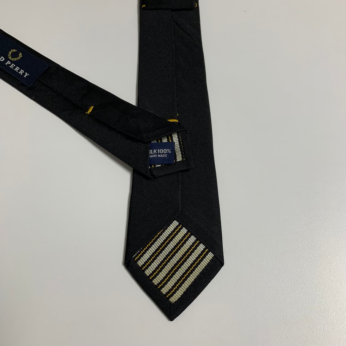 프레드페리(FRED PERRY) 블랙 내로우 슬림넥타이 명품 100실크 상품이미지5