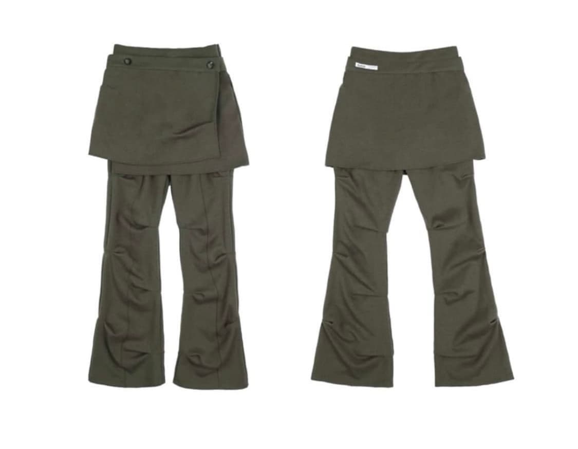 오호스 랩 오버 턱 팬츠 카키 상품이미지1