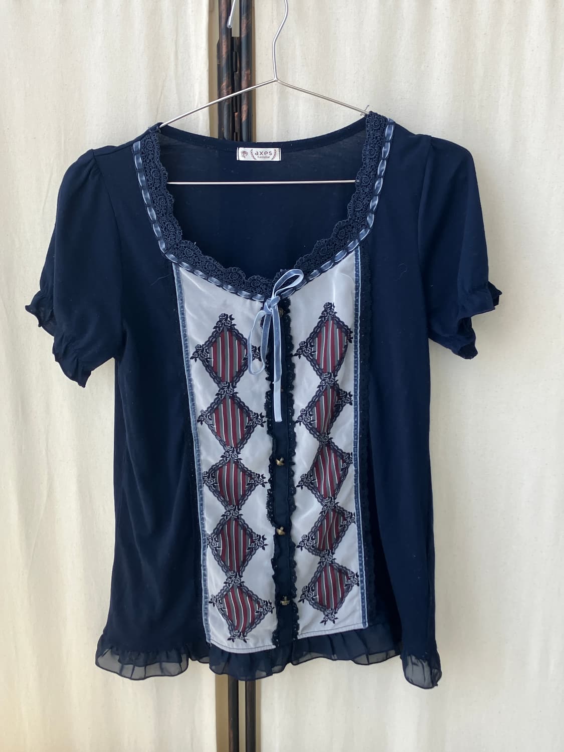 Axes Femme velvet lace line blouse 상품이미지6