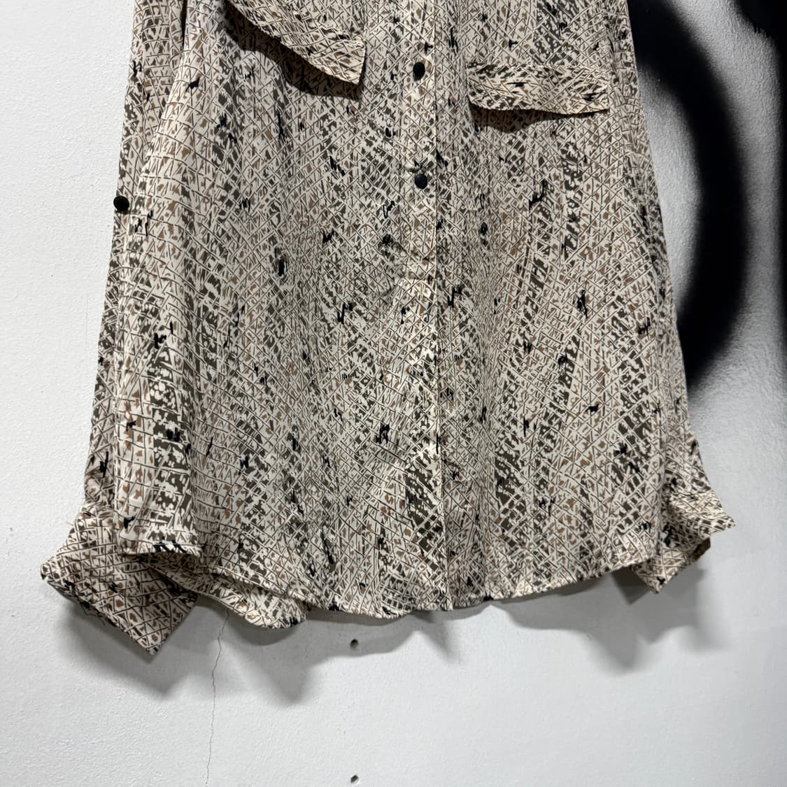 VTG 빈티지 파이톤 파이톤 뱀피 패턴 투포켓 긴팔 셔츠 상품이미지4