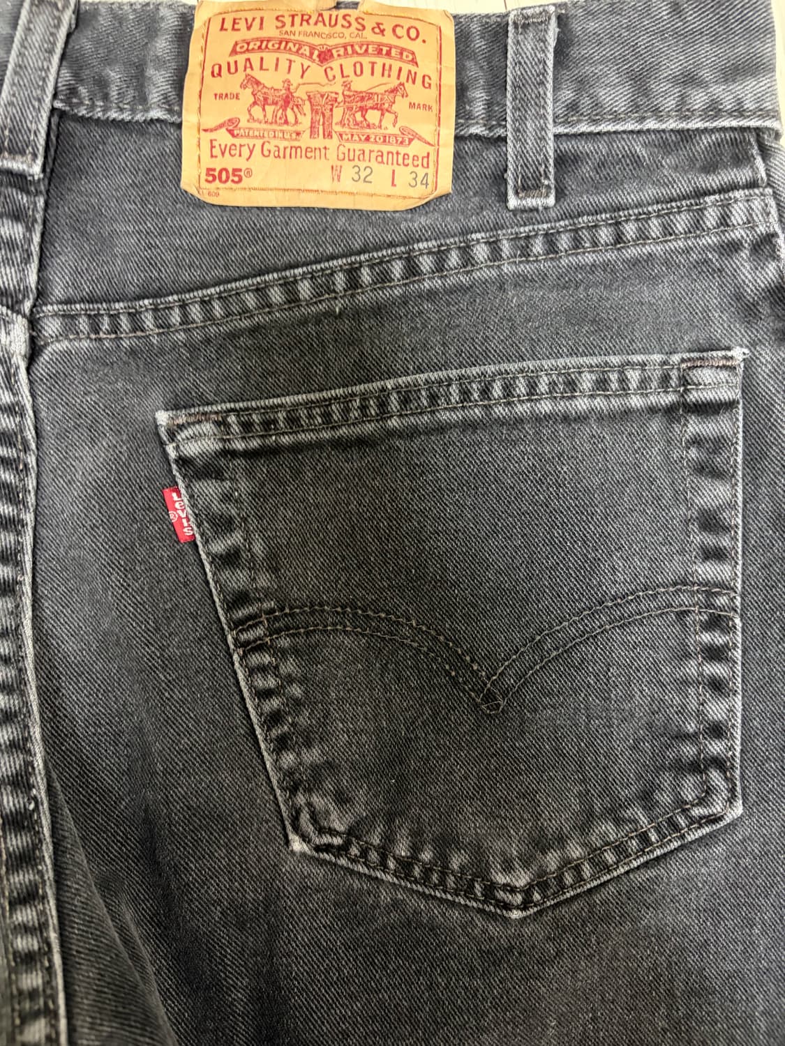 90s 빈티지 리바이스 505 레드탭 흑청 표기 32X34 상품이미지5