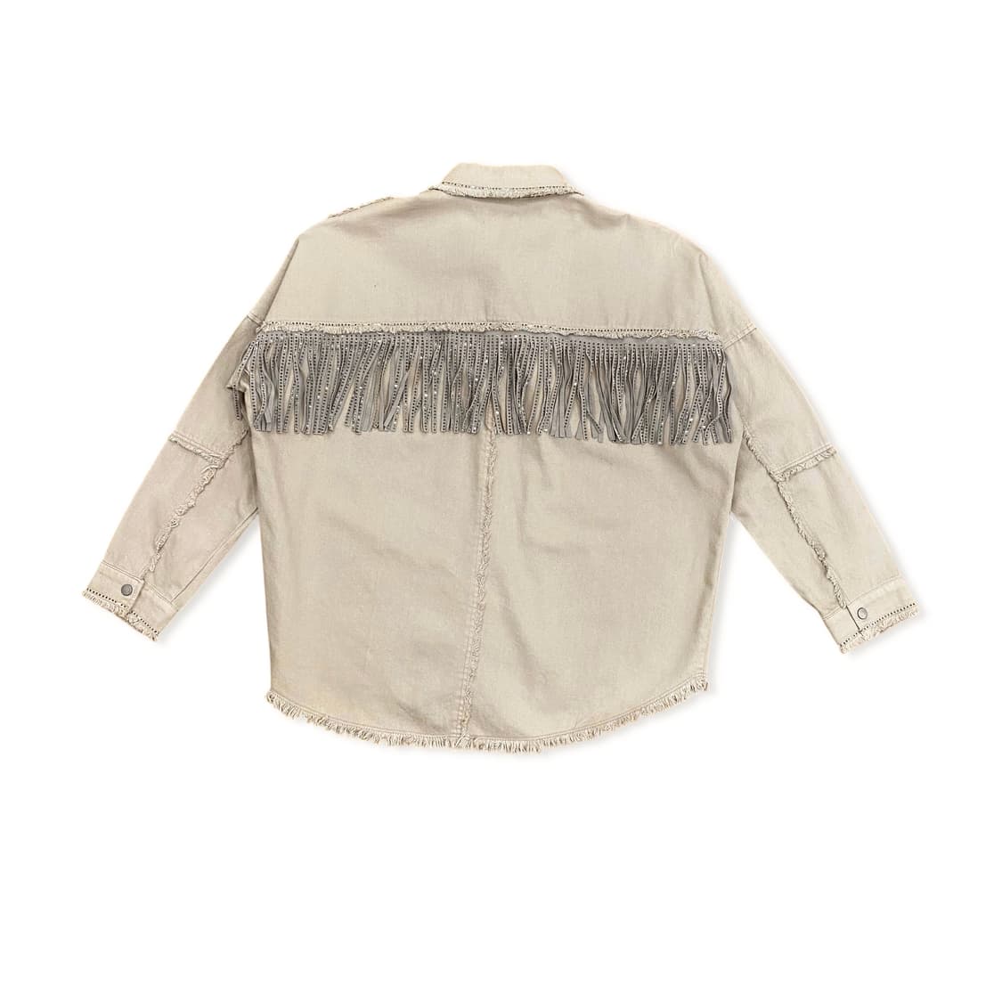 Beige glitter fringe western shirt 상품이미지3