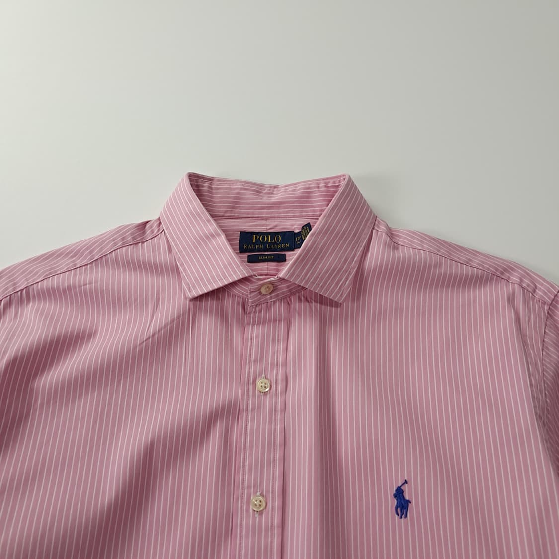 CK304 L 폴로 슬림핏 핑크 스트라이프 셔츠 남방 상품이미지2