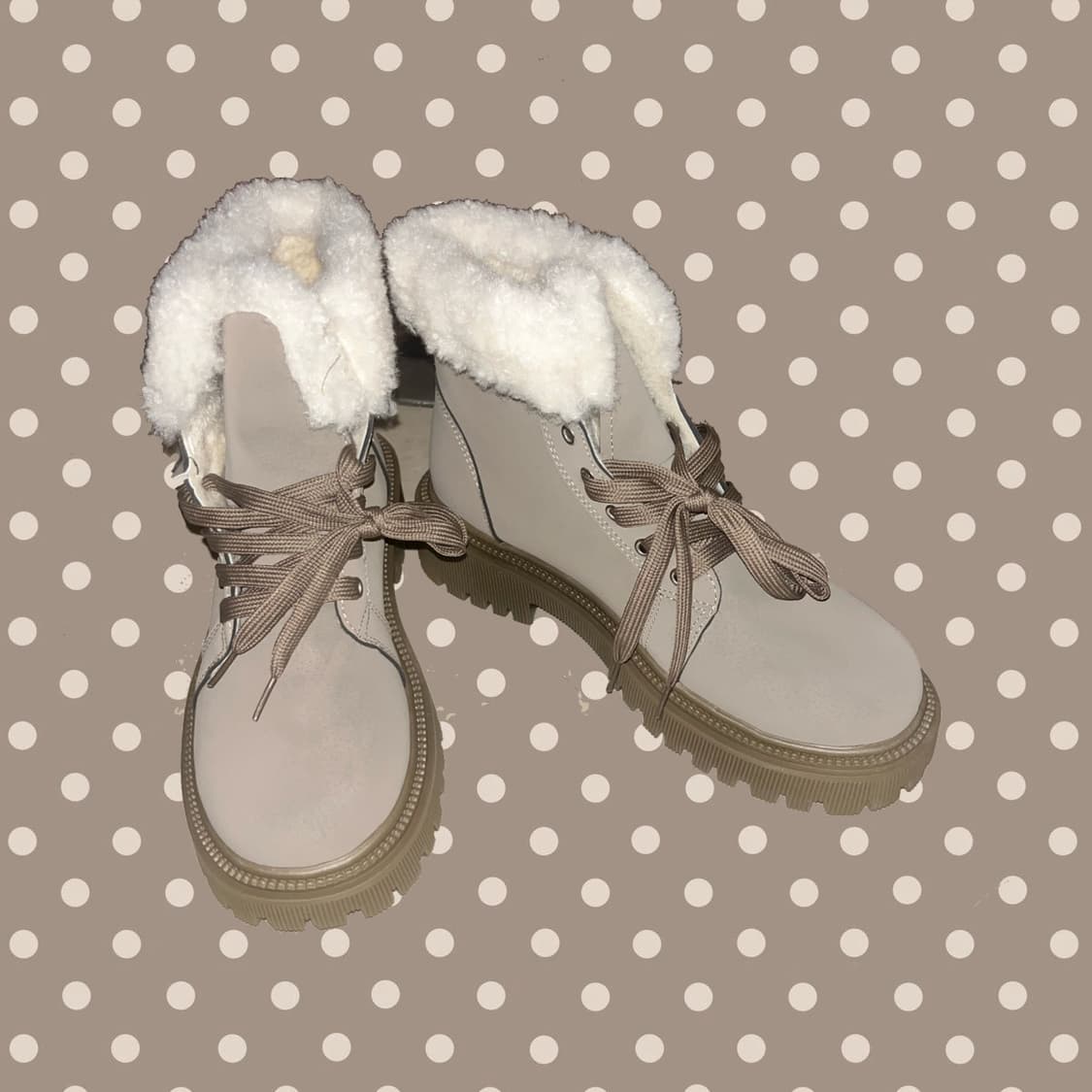 250 퍼 레이스업 앵클 부츠 갸루 달천깔 모리걸 라떼 새상품 상품이미지2