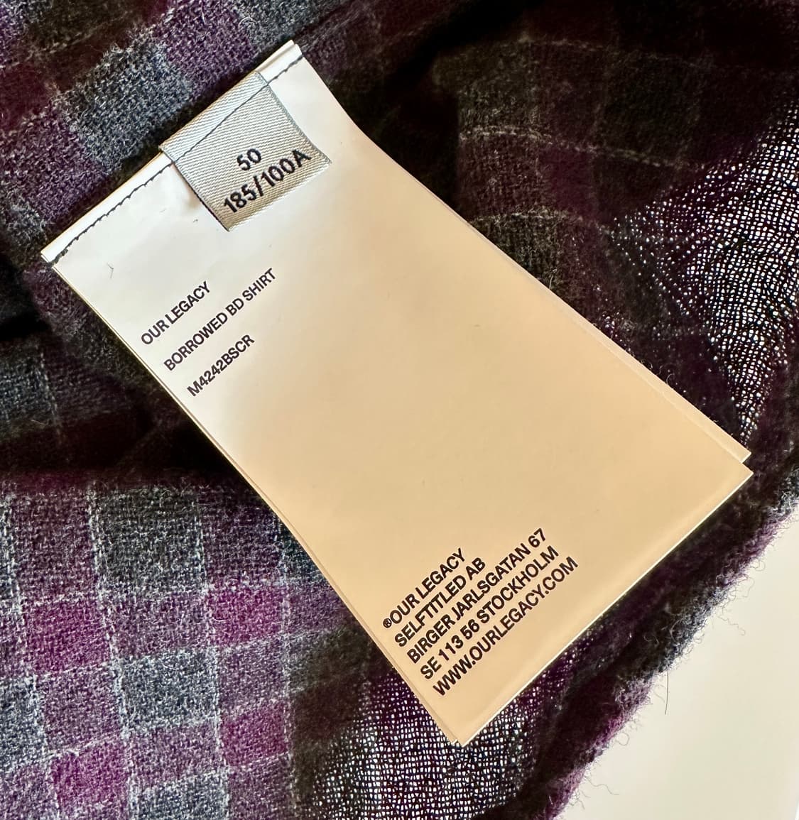 아워레가시 버로우드 BD 셔츠 소포모어 체크 울 50사이즈 신품급 상품이미지3