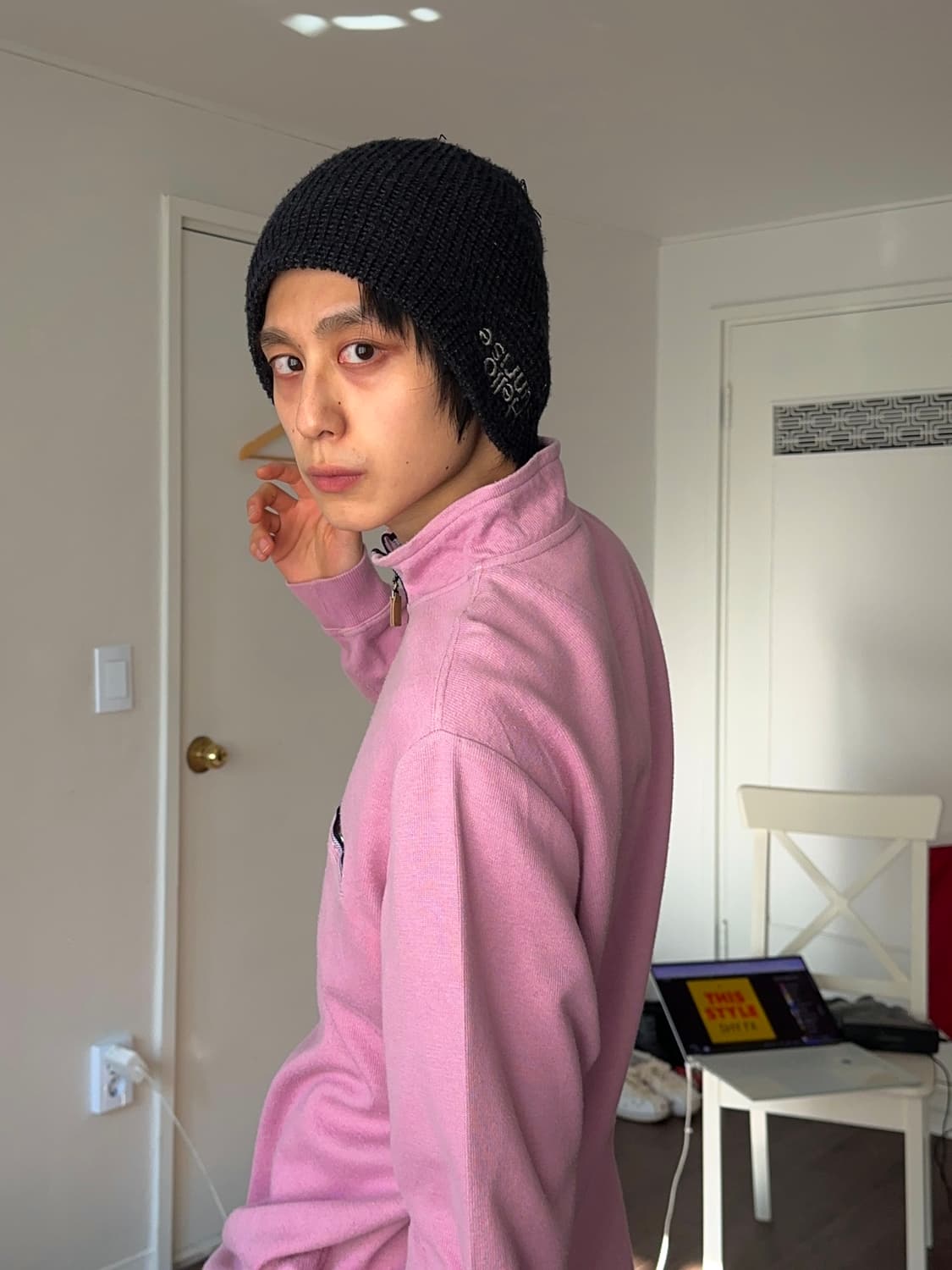 Hush Puppies 쿨톤핑크 하프 집업 니트 상품이미지3