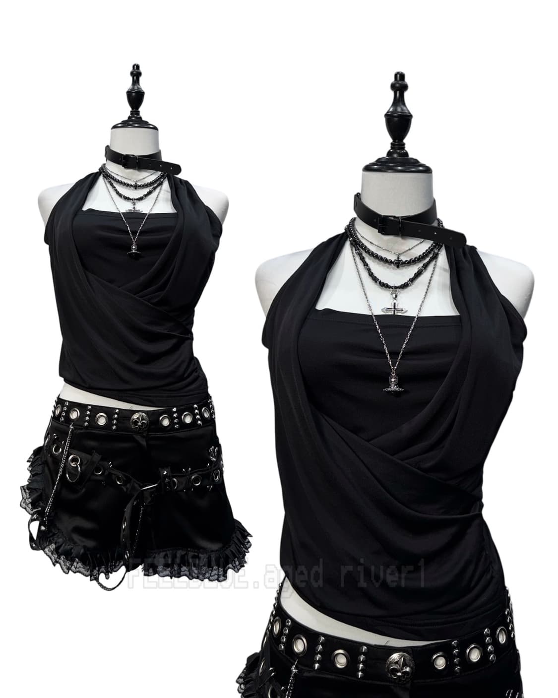 Gothic Drape Top Fur knit Coat SET(4pcs) 상품이미지8