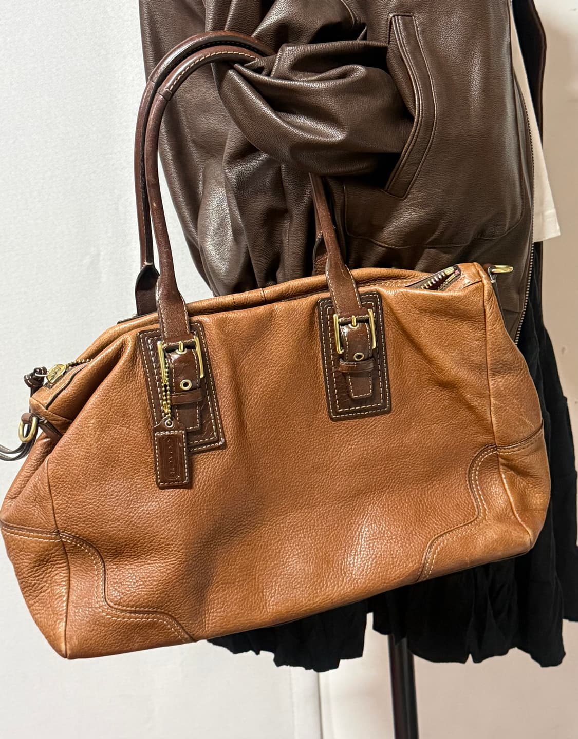 코치 빈티지 브라운 풀레더 숄더백 보스턴백 미디움 상품이미지4