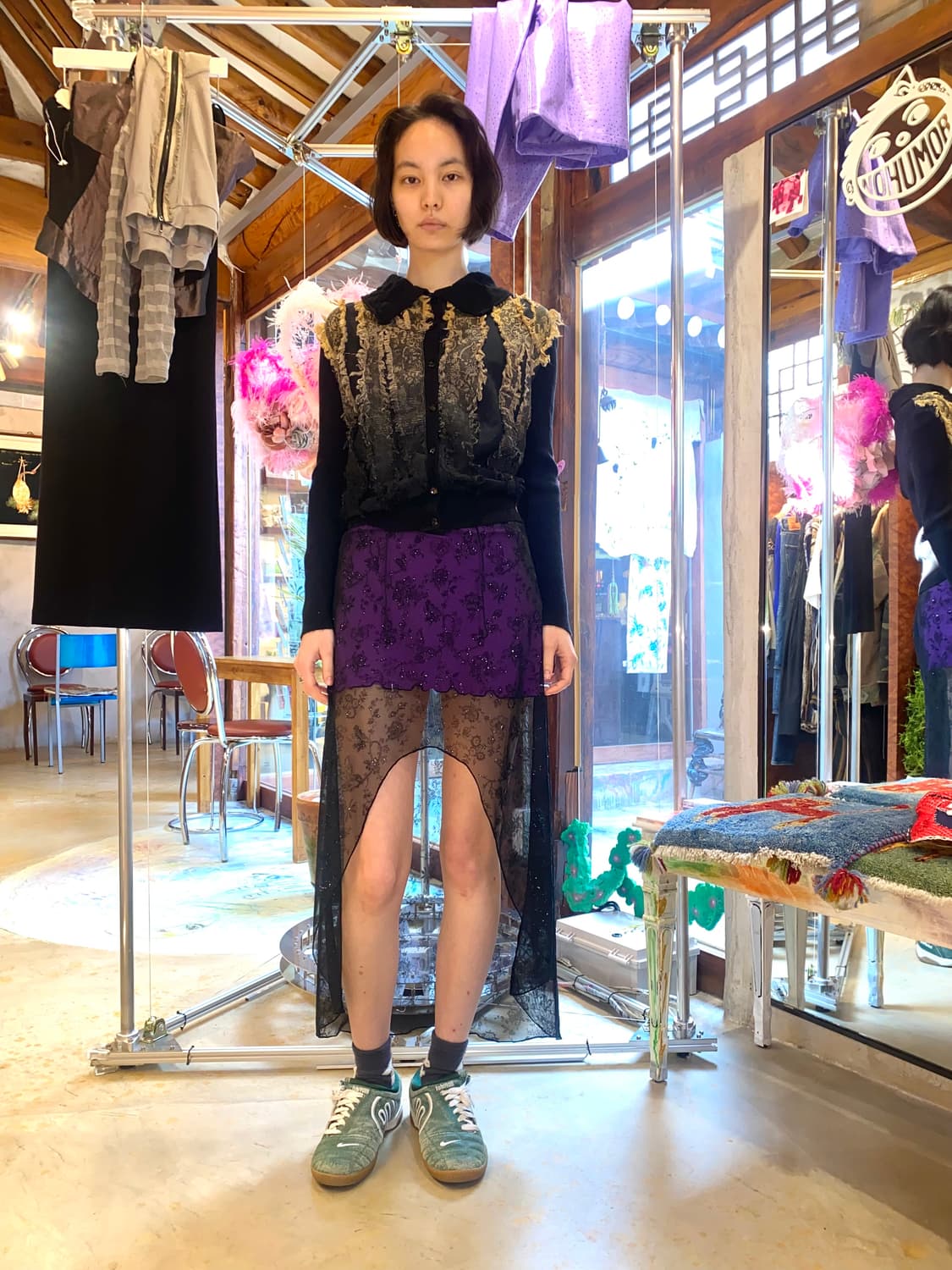 90s Didier Parakian 디스트레스트 프린지 니트 가디건 상품이미지8