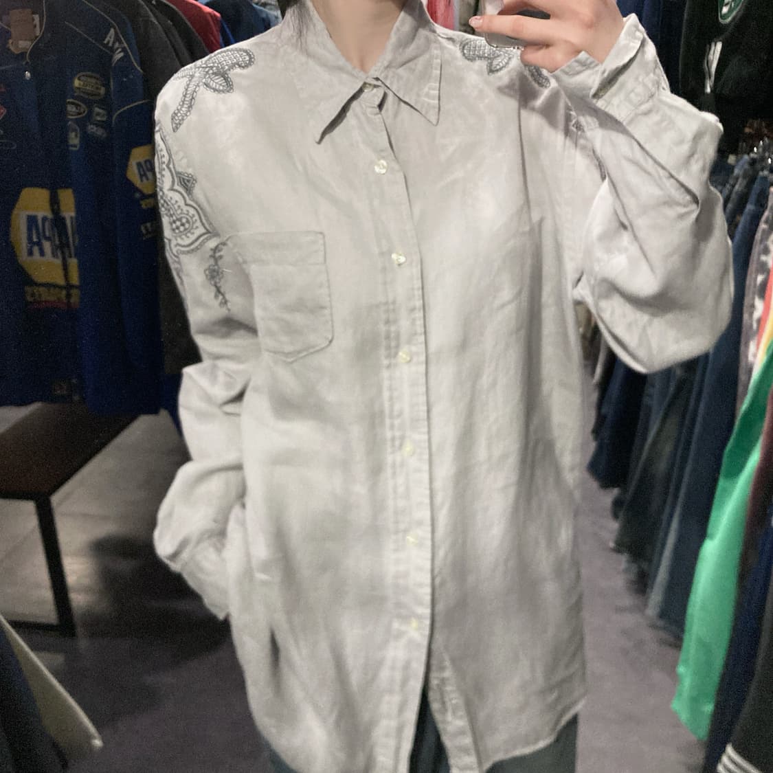 [IM] vtg 그레이 패턴 셔츠 상품이미지5