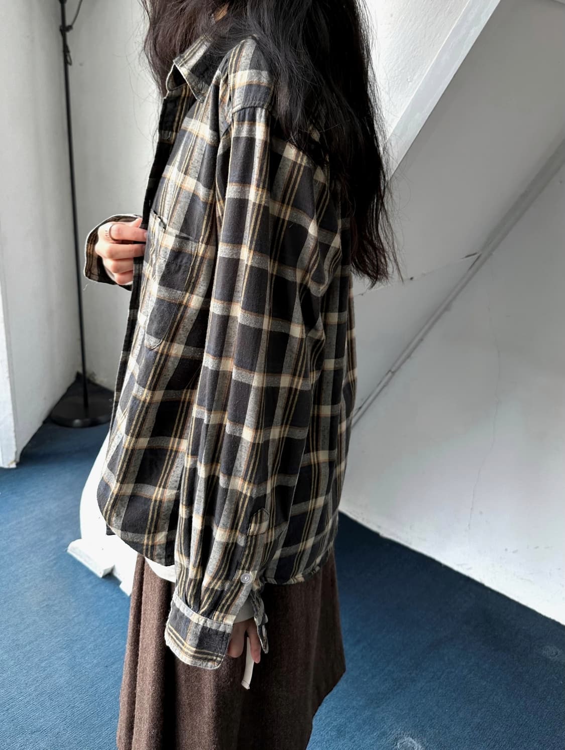 Cotton shirring design nel check blouse  상품이미지10