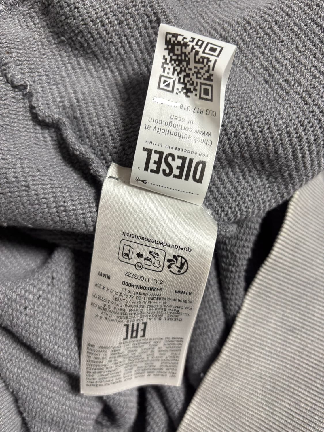 [XL] 디젤 S-MACORN-HOOD 디스트로이드 워싱 후드 (A119 상품이미지2