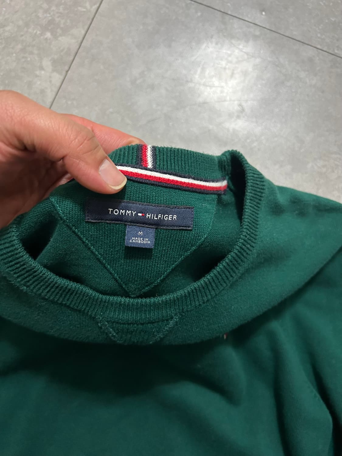 티미힐피거 다크그린  빈티지 코튼 니트  95size  상품이미지3