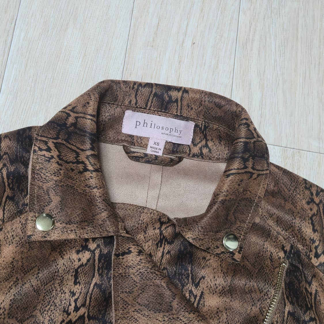 XS) Philosophy Faux Leather 파이톤 자켓 상품이미지2