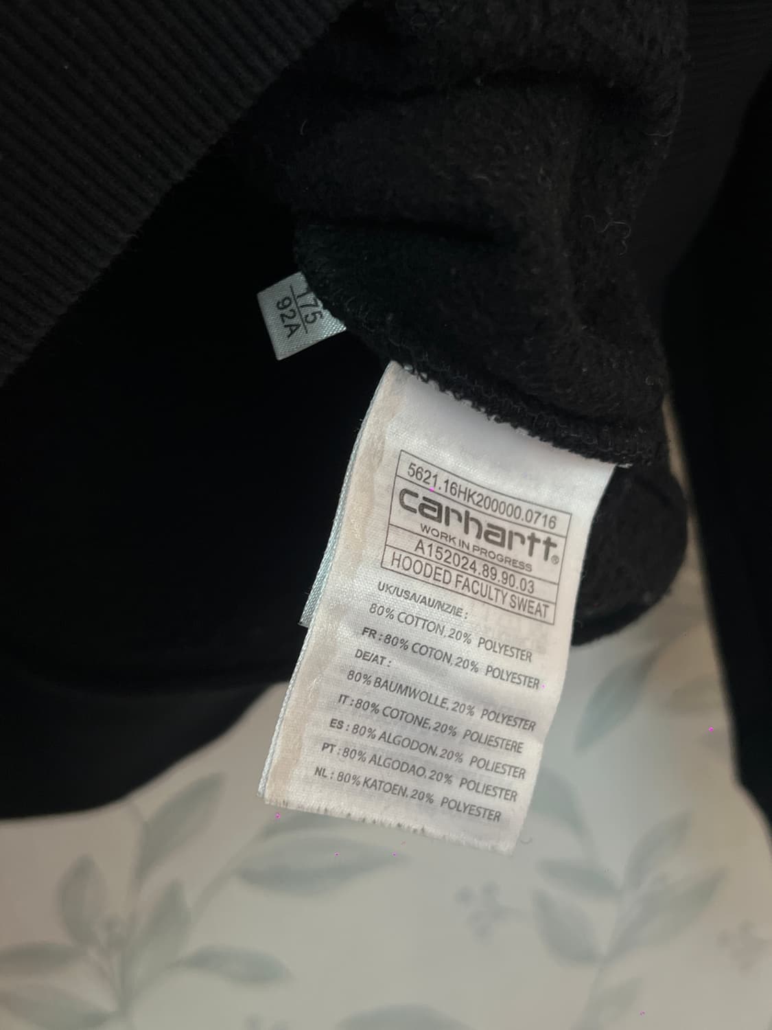 칼하트 블랙 로고 후드티 M 상품이미지5
