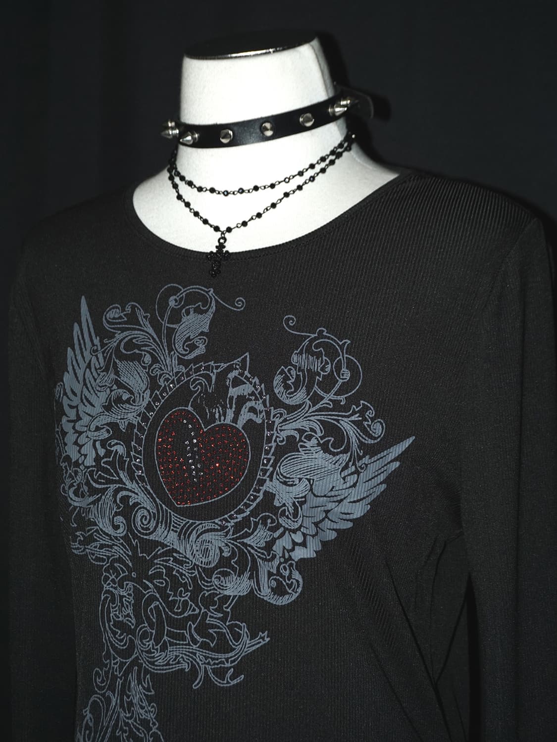 gothic rhinestone heart long sleeve  상품이미지3