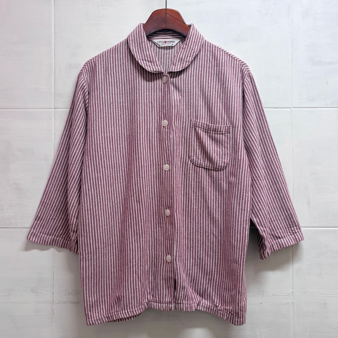 둥근카라 핀스트라이프 마린 셔츠 블라우스  (JPN) 상품이미지1