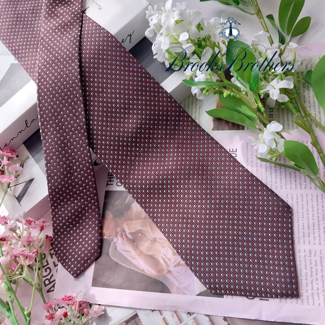 브룩스브라더스 브라운 도트 패턴 넥타이 10.1cm A등급 K2447 상품이미지2