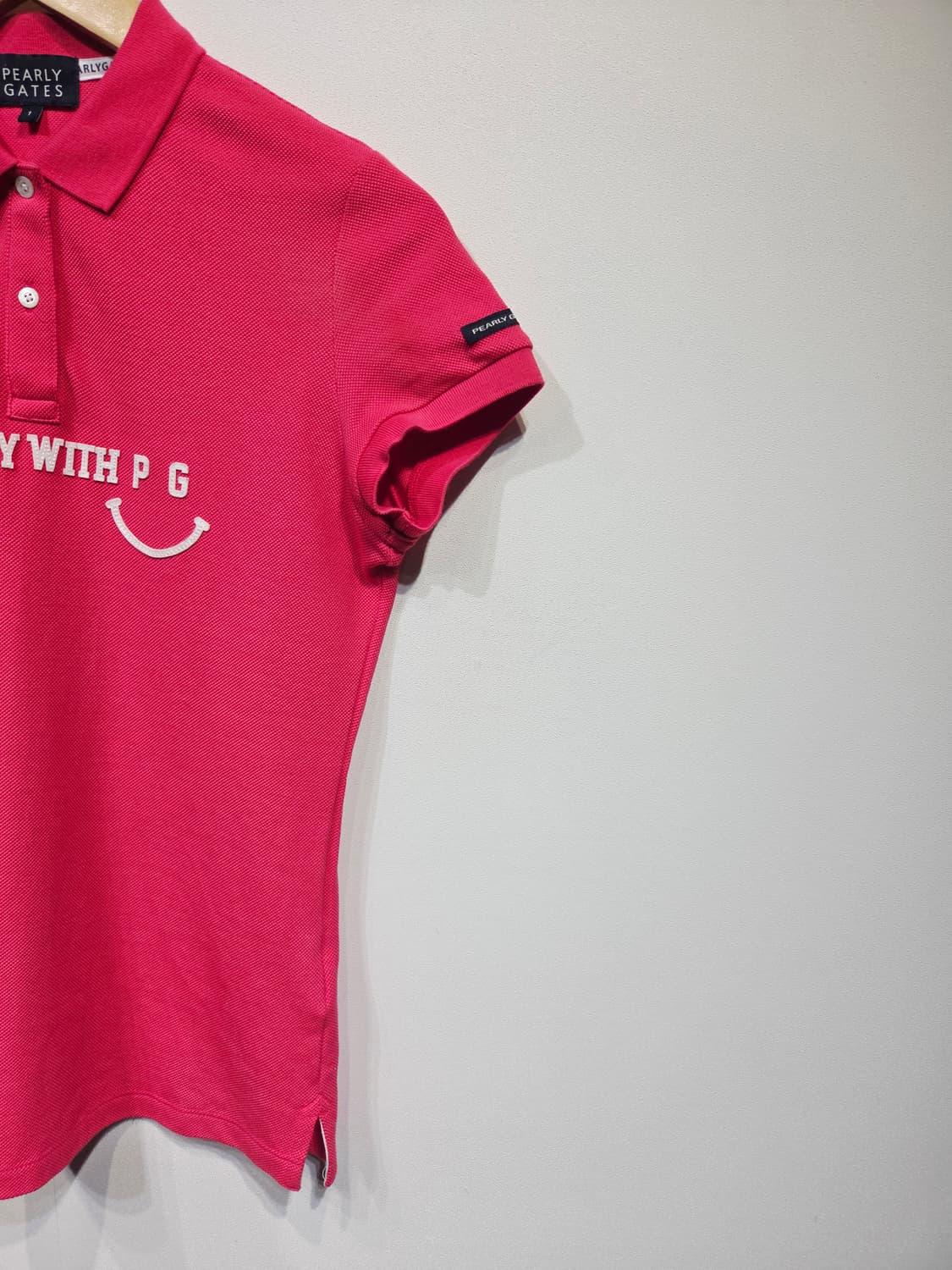 파리게이츠(PEARLY GATES) 해피스마일 핑크 반팔 카라 티셔츠 상품이미지4