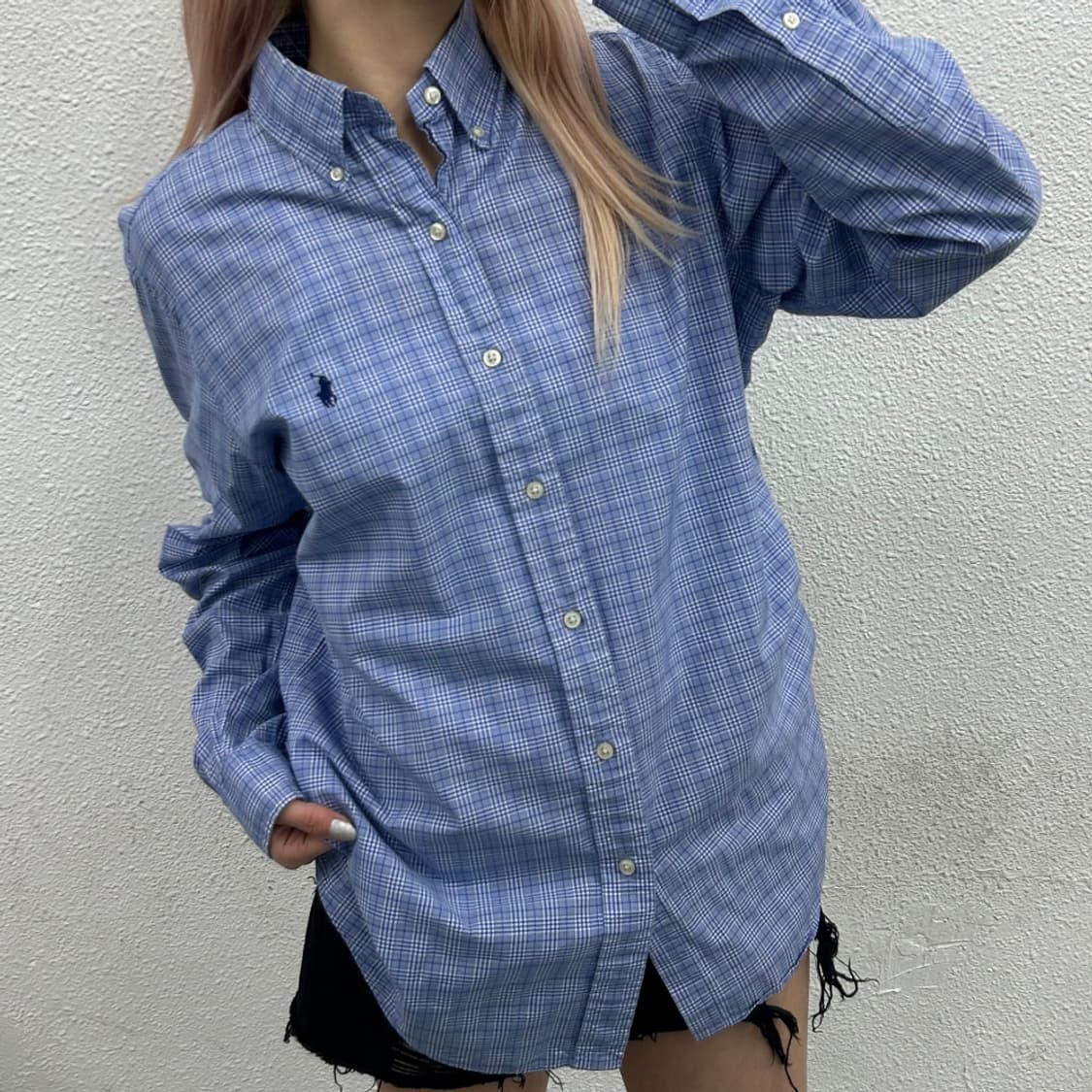 폴로 랄프로렌 네이비포니 소라 체크 셔츠 M 상품이미지1