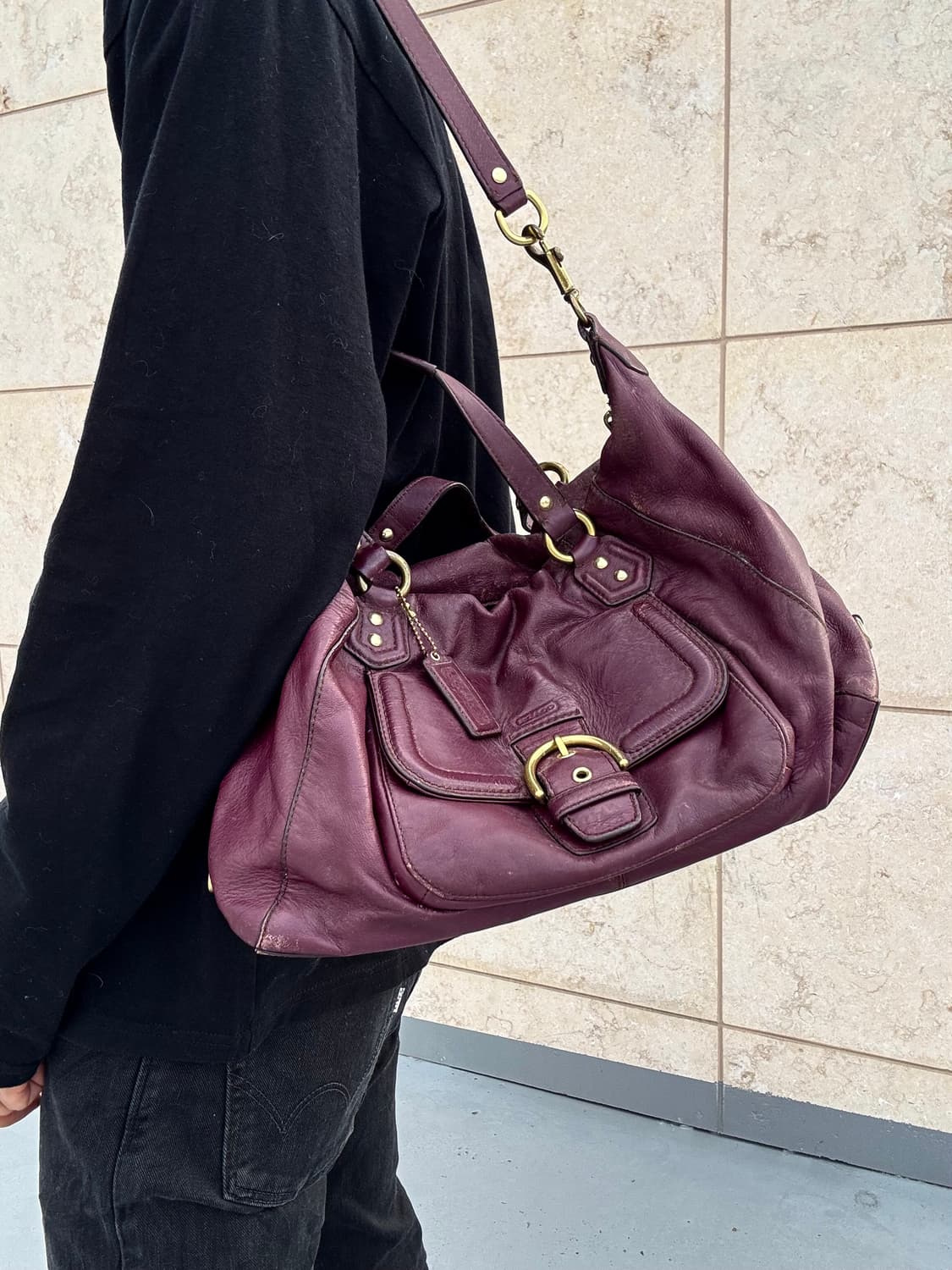 “Coach”00’s Burgundy Buckle Leather Bag 상품이미지9