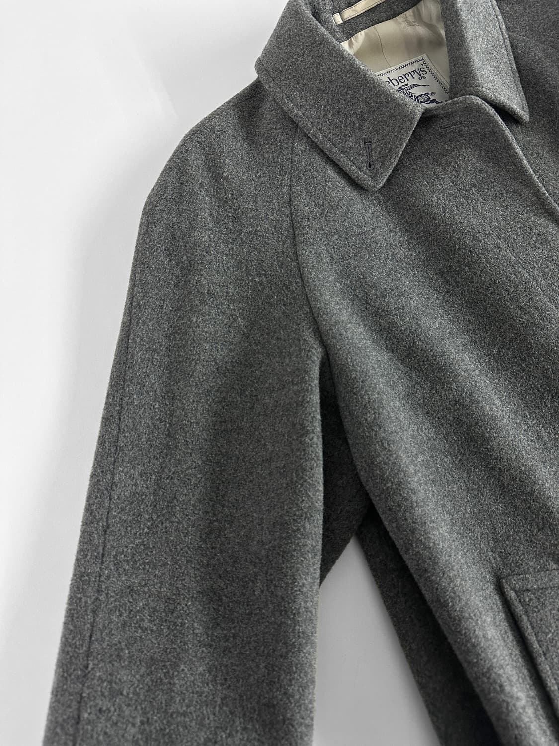 80~90s 빈티지 버버리 울 캐시미어 발마칸 코트 상품이미지4