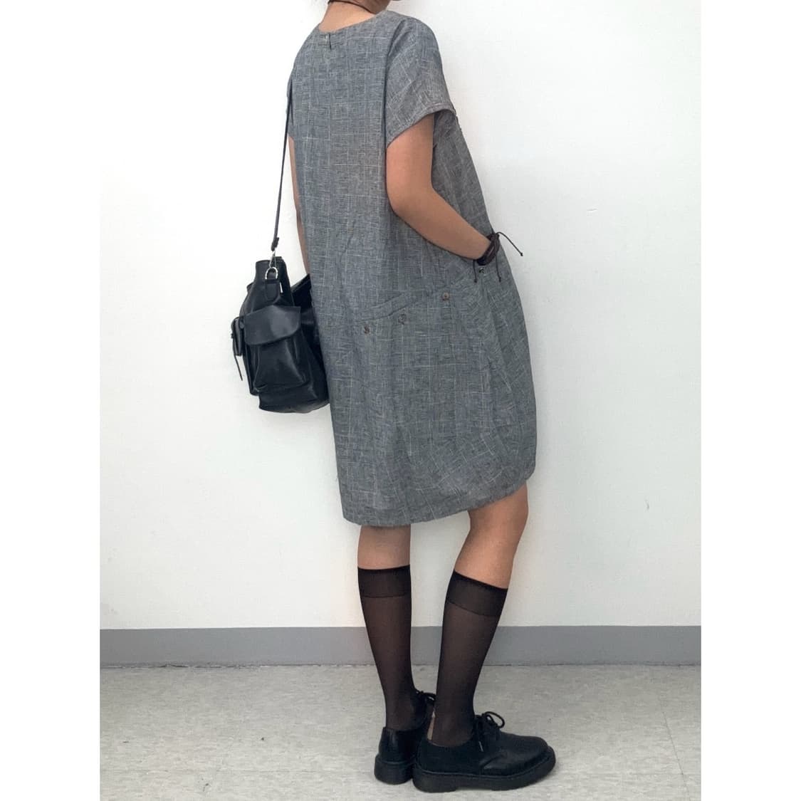 빈티지 그레이 벌룬핏 원피스 상품이미지4