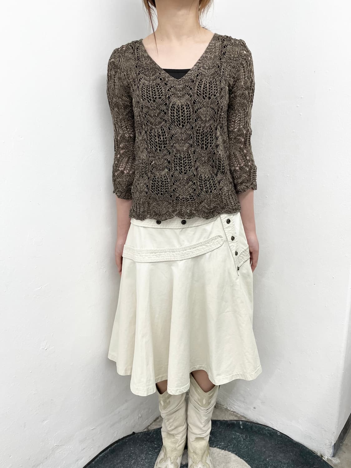 브라운 크로셰 니트 탑 상품이미지5