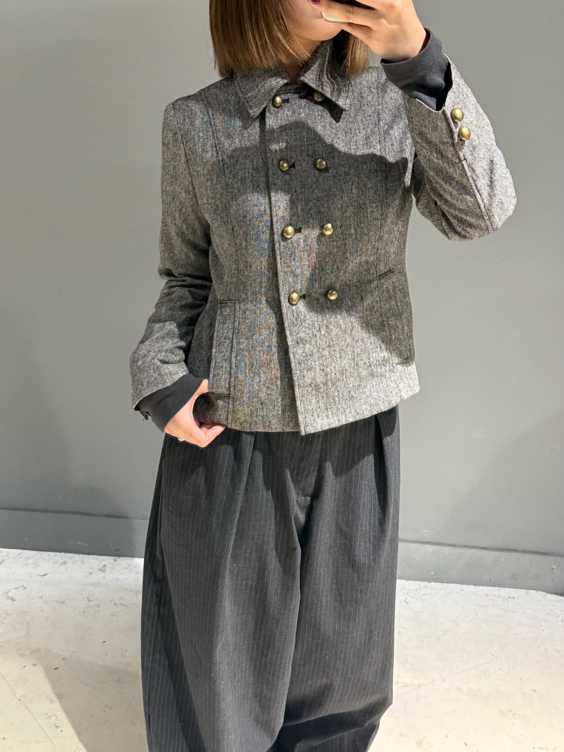 gold double button short jacket 상품이미지2