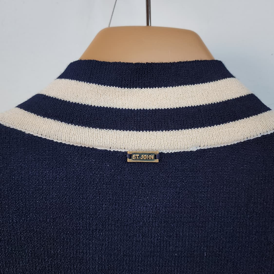 센죤 니트 집업 가디건 네이비 화이트 배색 상품이미지4