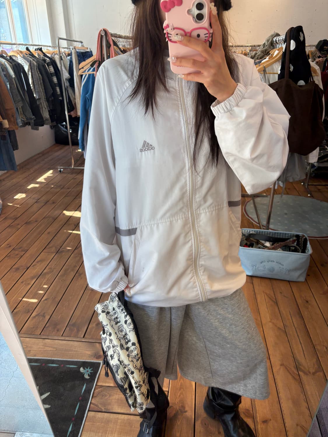 아디다스 화이트 실버 바람막이 상품이미지2