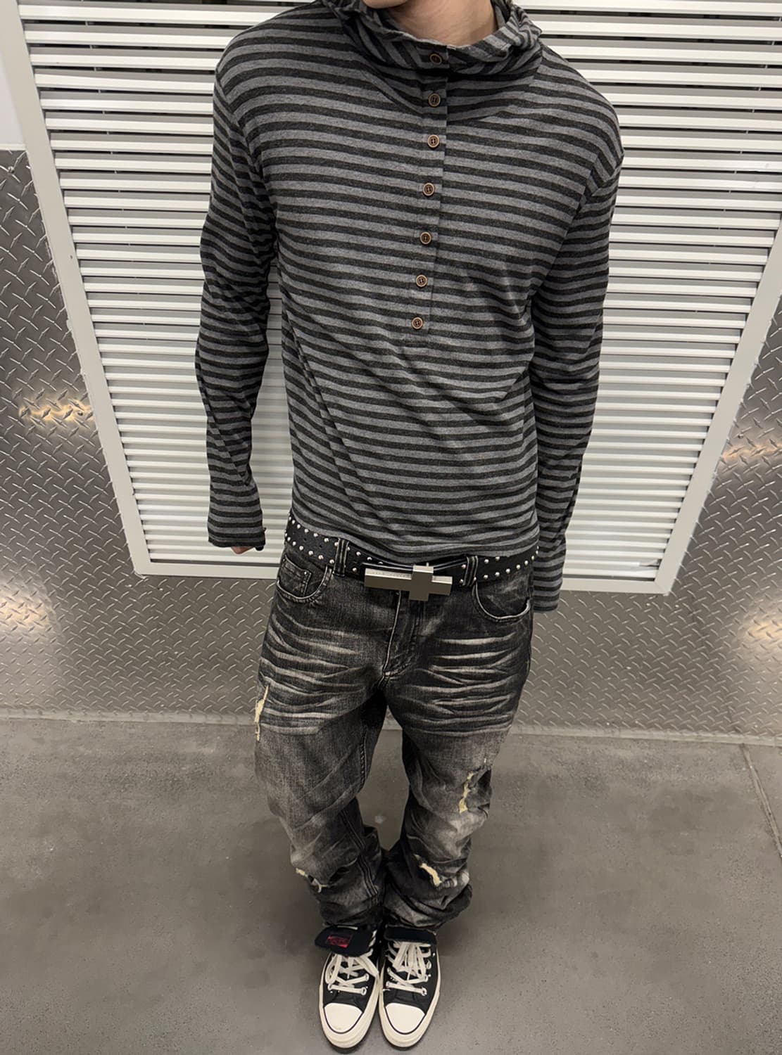 Stripe Hooded Long Sleeve T 상품이미지2