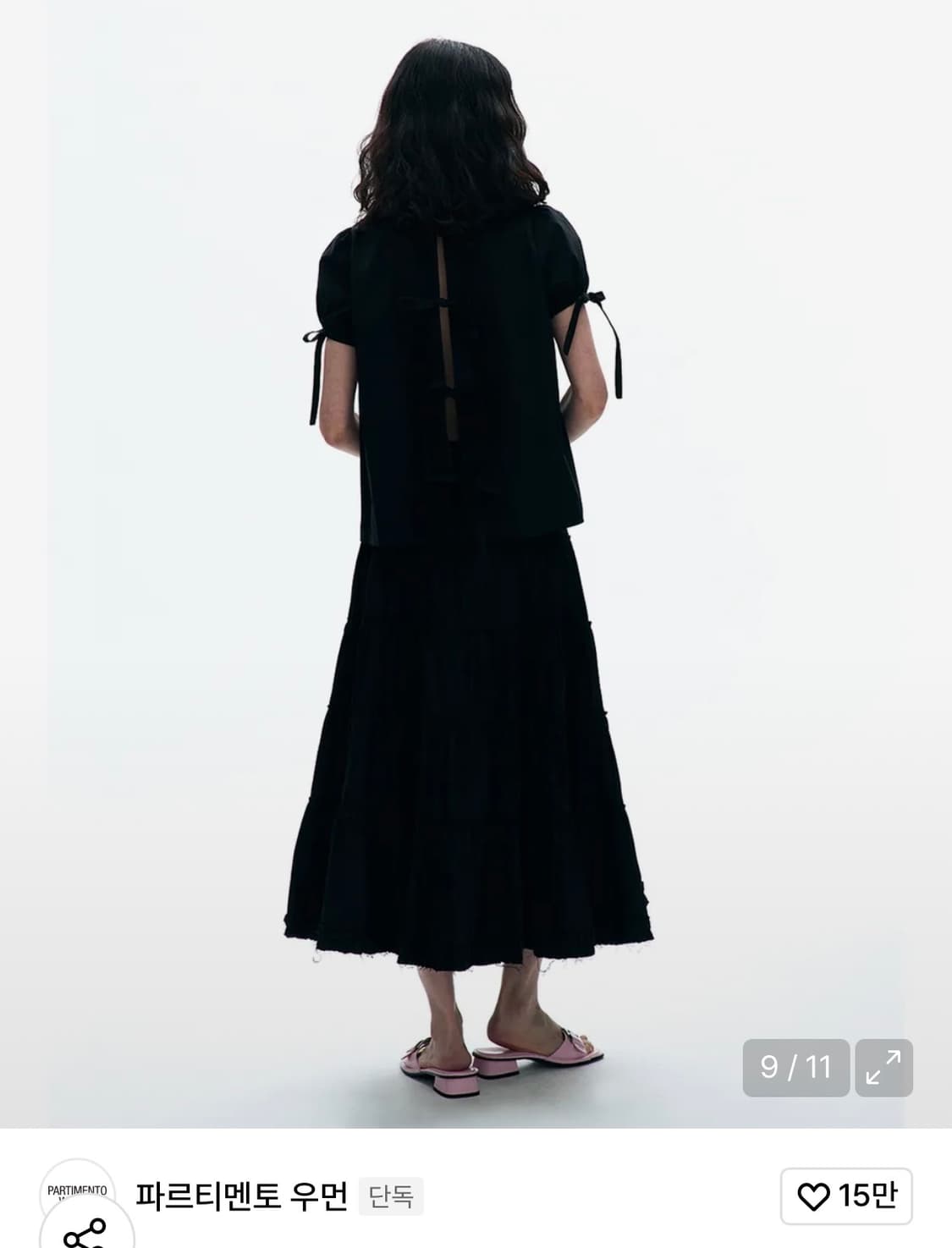 파르티멘토 우먼 오픈 백 리본 퍼프 블라우스  상품이미지2