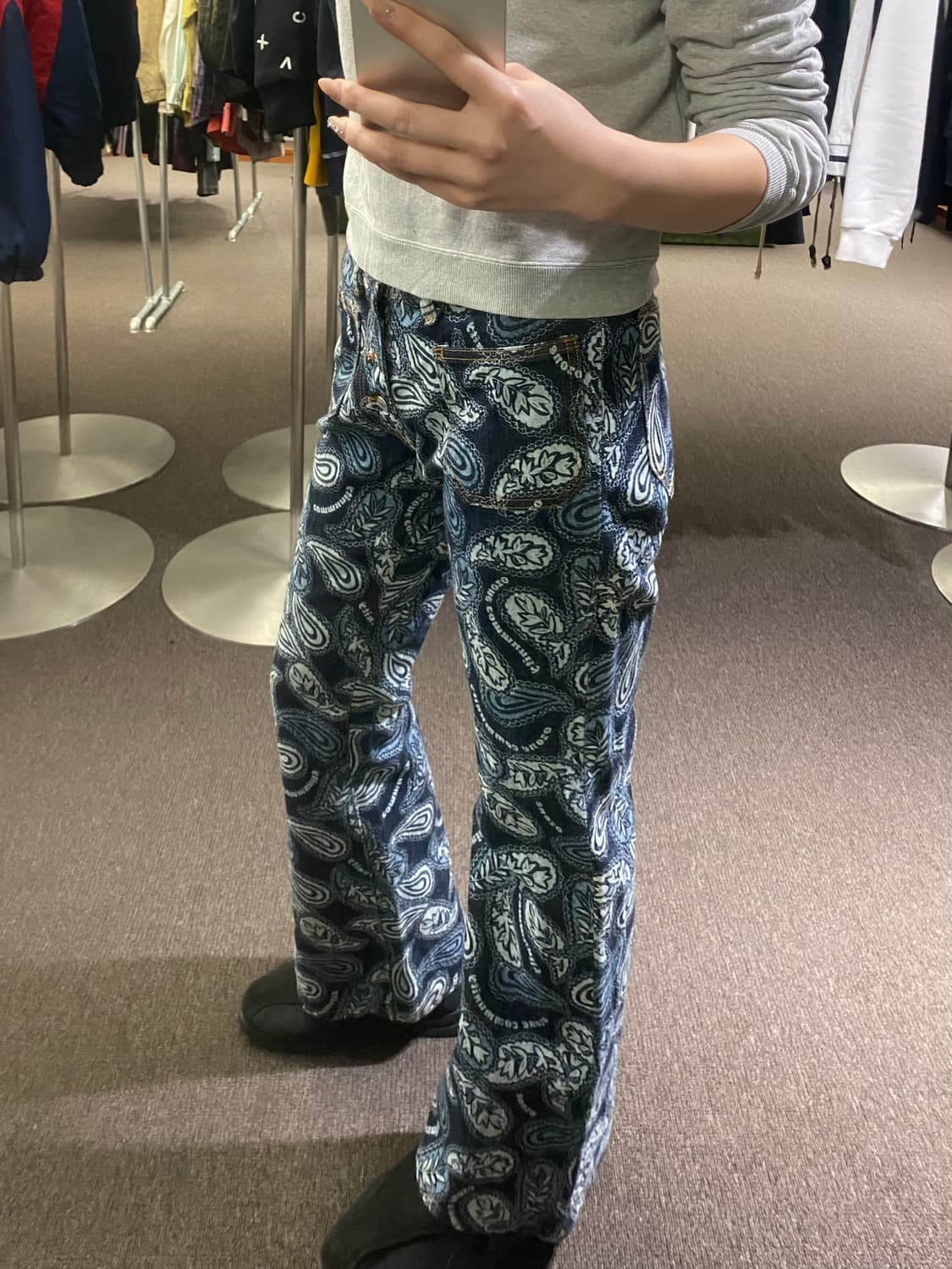 S) 오존 커뮤니티 페이즐리 부츠컷 팬츠 상품이미지1