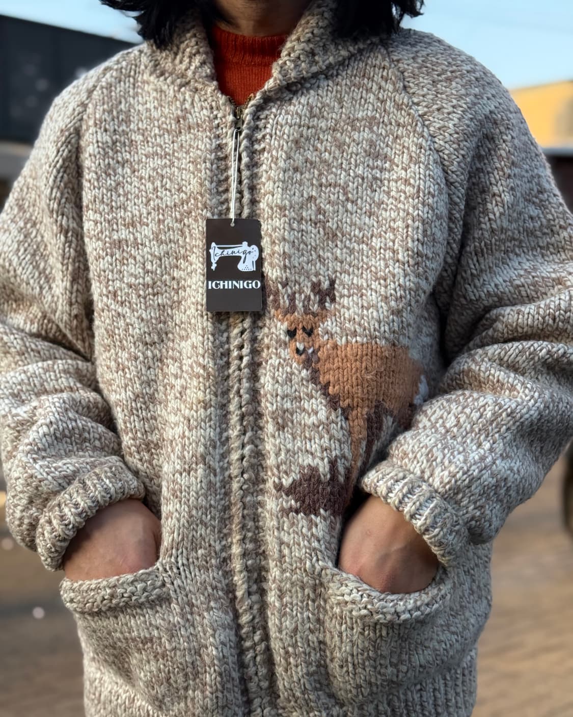 (50‘s 탈론 지퍼) 빈티지 사슴 패턴 코위찬 스웨터 105-107 상품이미지7