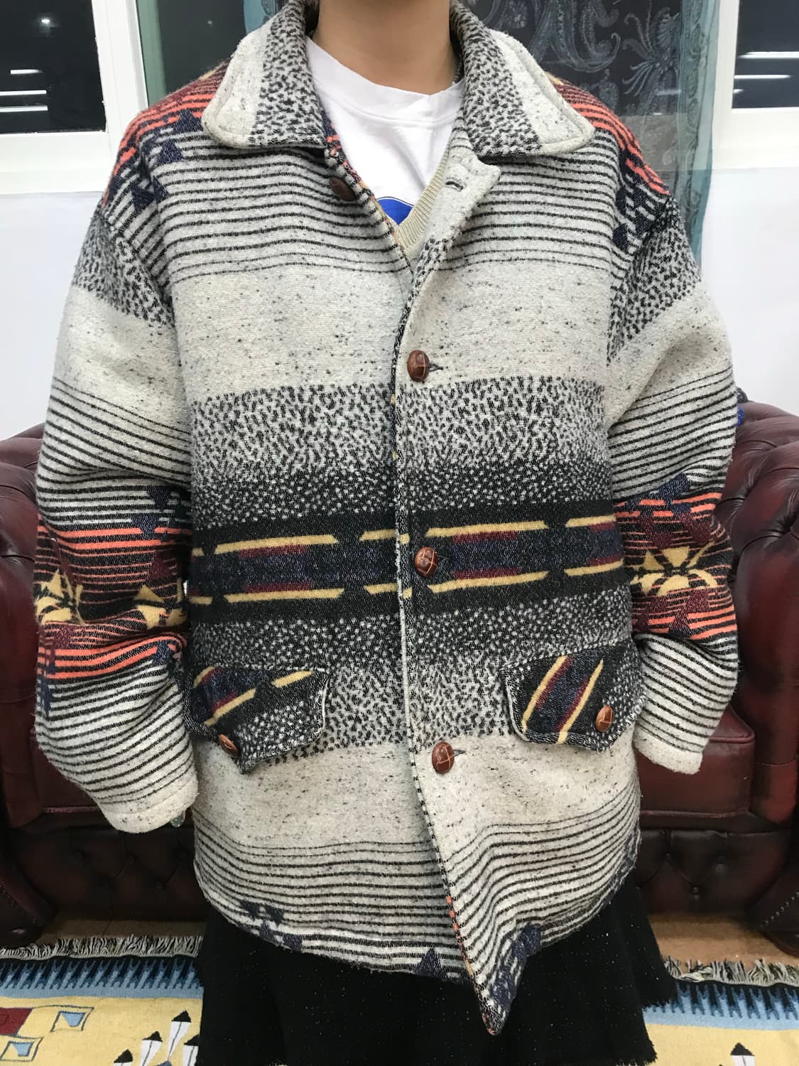 빈티지 나바호 패턴 패디드 모직점퍼  상품이미지1