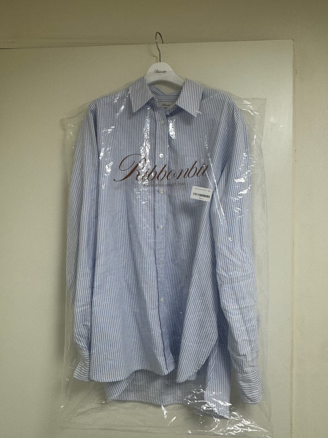 리본빛 Oxford Striped Shirt - Blue 상품이미지2