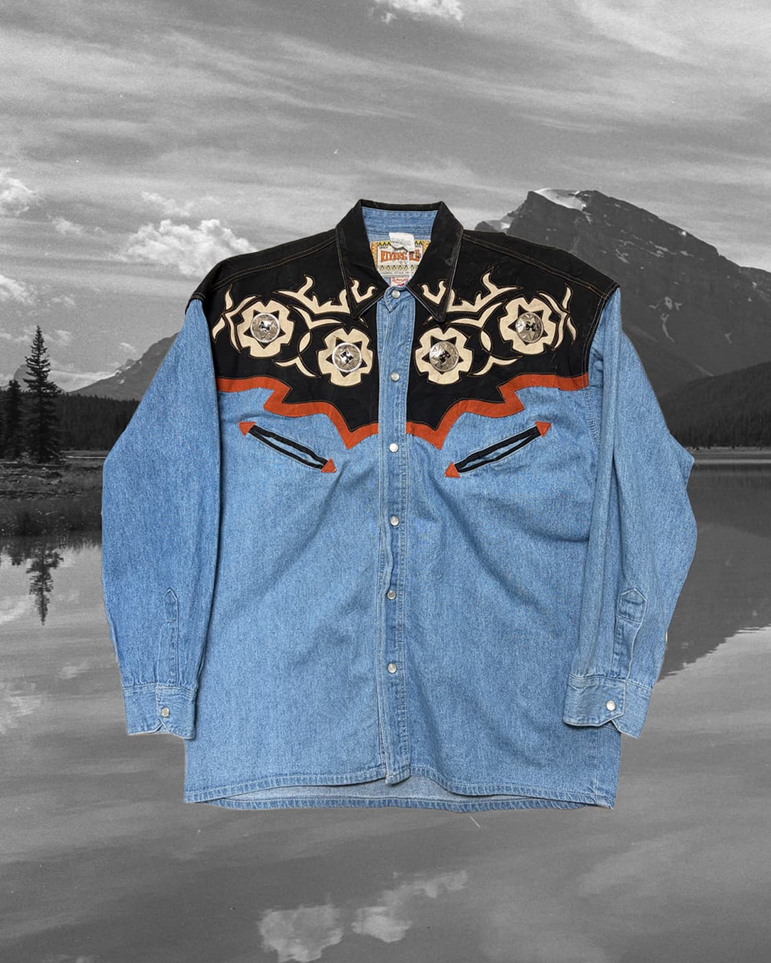 90s 빈티지 데님 콘초 웨스턴 셔츠  상품이미지5