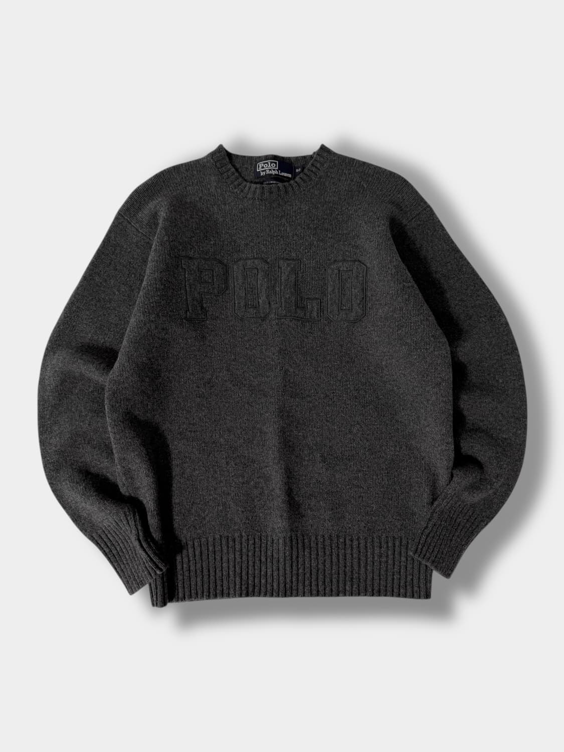 폴로 랄프로렌 자수 00‘s 아플리케 빅로고 그레이 울 니트 상품이미지1