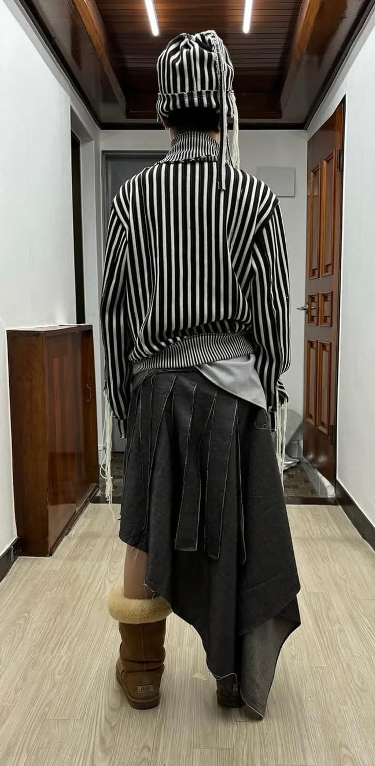 0tape 스트라이프 집업 니트 / 브라운 (M) 상품이미지6