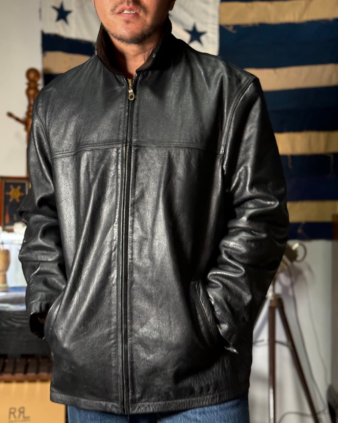 90-00‘s 찰스 클레인 카우하이드 카코트 L 상품이미지7