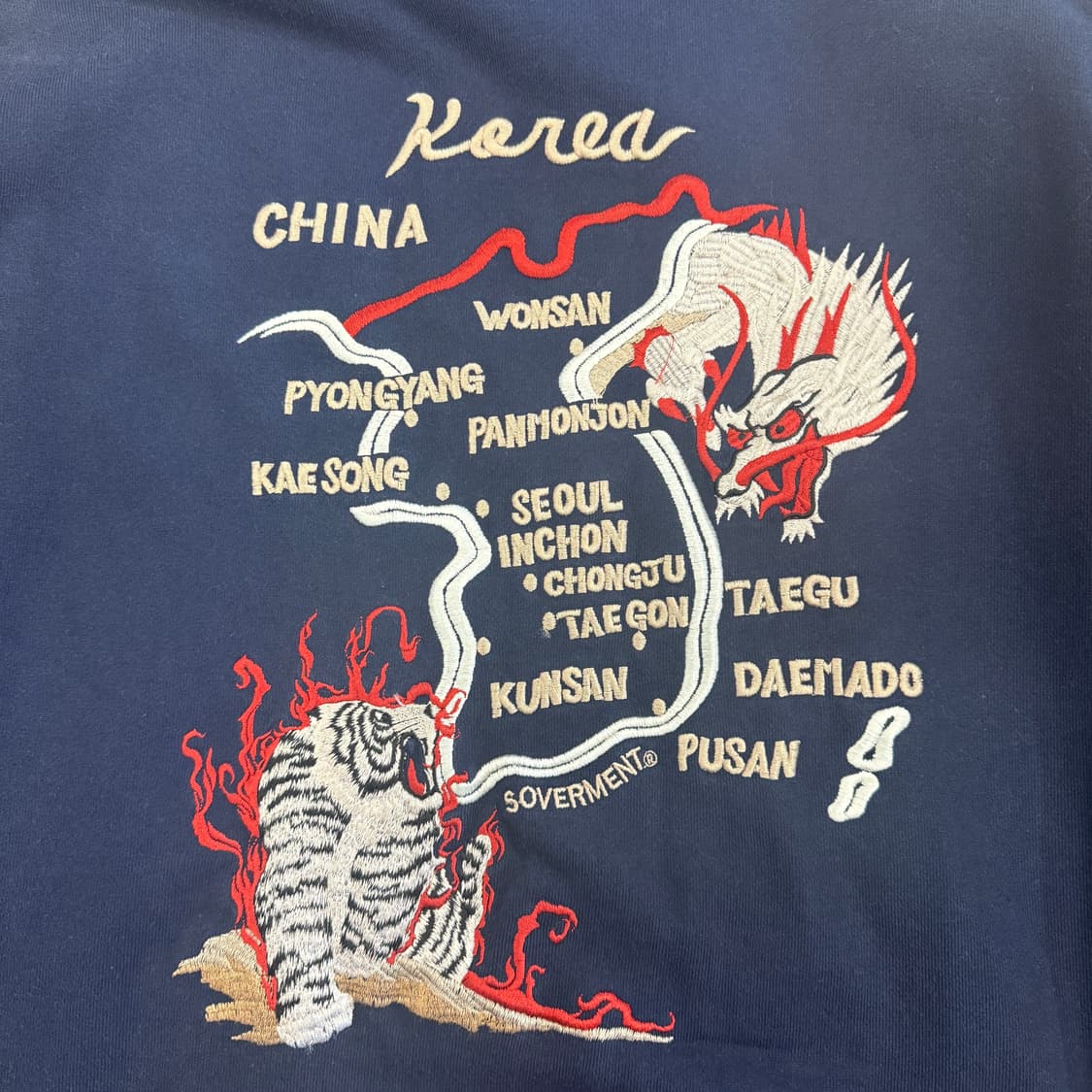 (L)소버먼트 soverment 자수 후드티셔츠(네이비) 상품이미지2