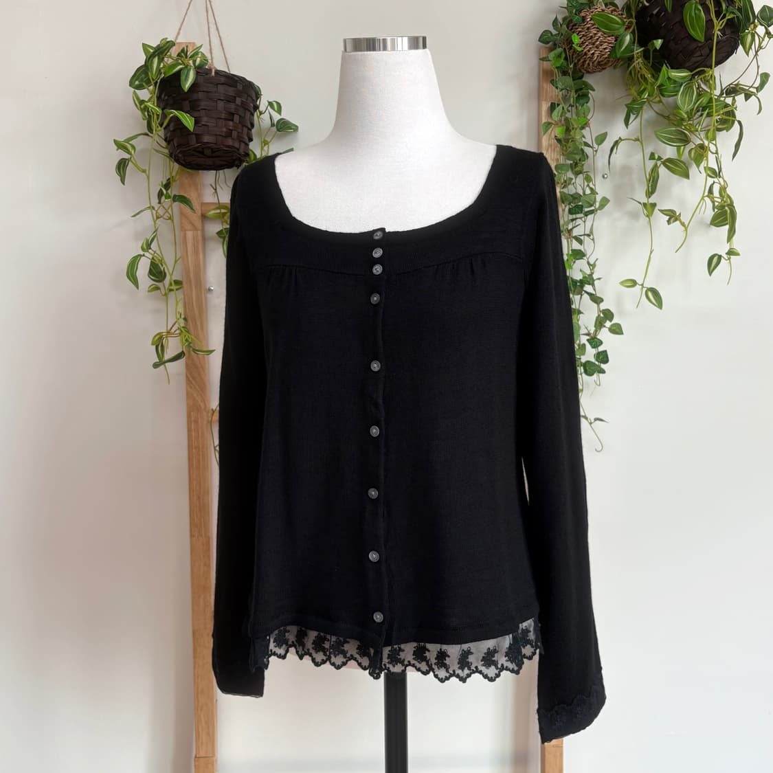 Sm2 사만사모스모스/ 레이스블랙가디건 스퀘어넥가디건 페미닌가디건 상품이미지2