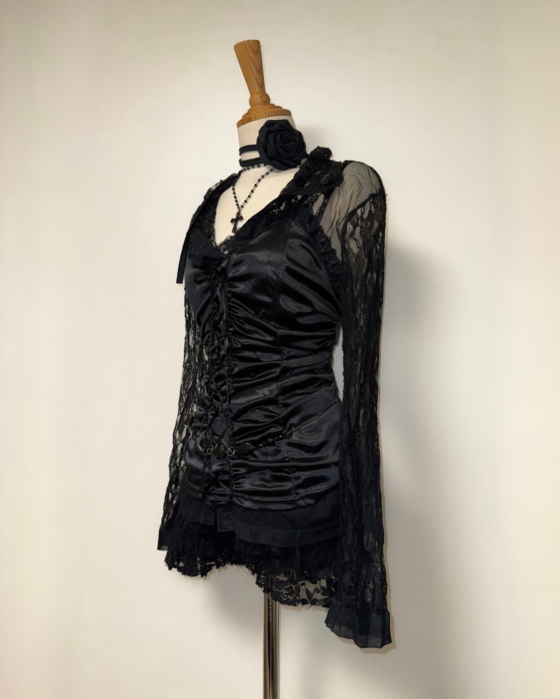 레이스 시스루 고스 데일리 셔츠 상품이미지3