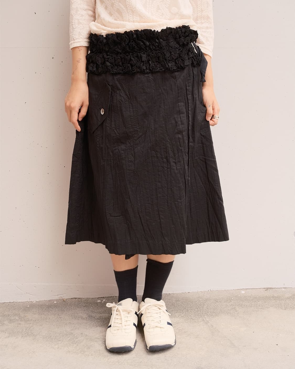 Frill belt pleated wrinkle wrap skirt 상품이미지1