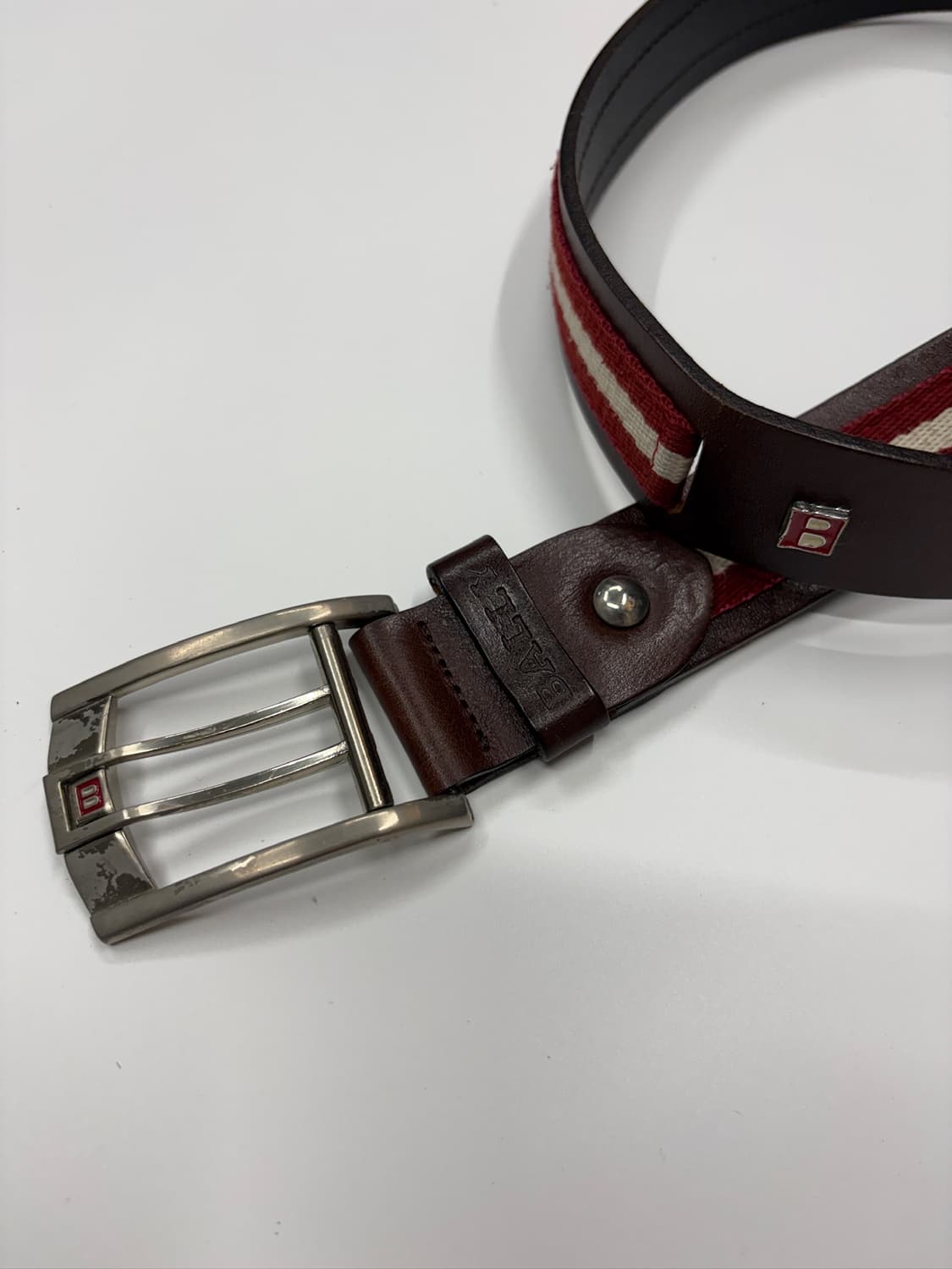 BALLY 스트라이프 레더 벨트 상품이미지2